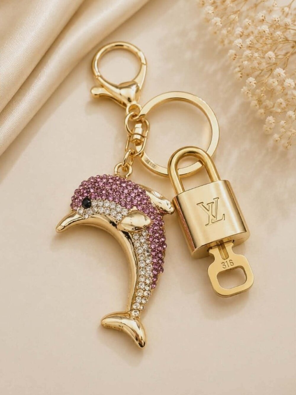 LV Gold Padlock & Key 🔒 Authentic Louis Vuitton Bag Unbranded Dolphin  Charm